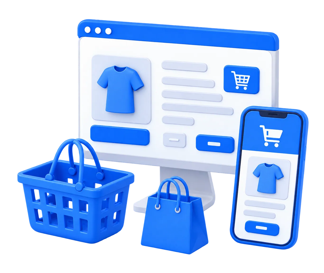 Webshop és online vásárlás illusztráció